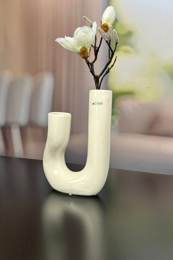 Vase Fiorello 30cm gewölbt creme-weiß
