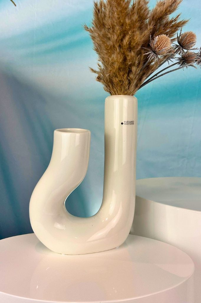 Vase Fiorello 30cm gewölbt creme-weiß