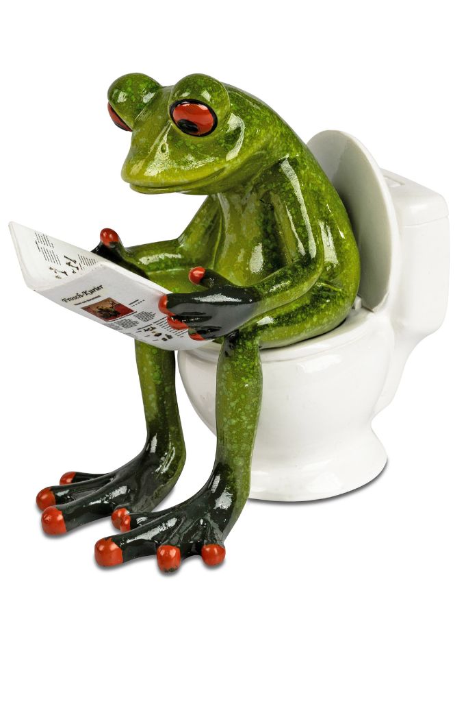Deko Frosch Fridolin hellgrün mit Zeitung