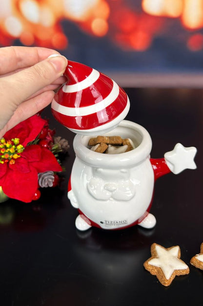 Deko Gebäckdose Santa Tonio 14,5cm rot/creme-weiß