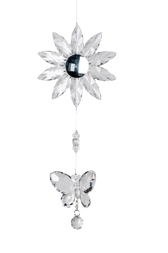 Deko Hänger Blume+Schmetterling 34cm Acryl klar