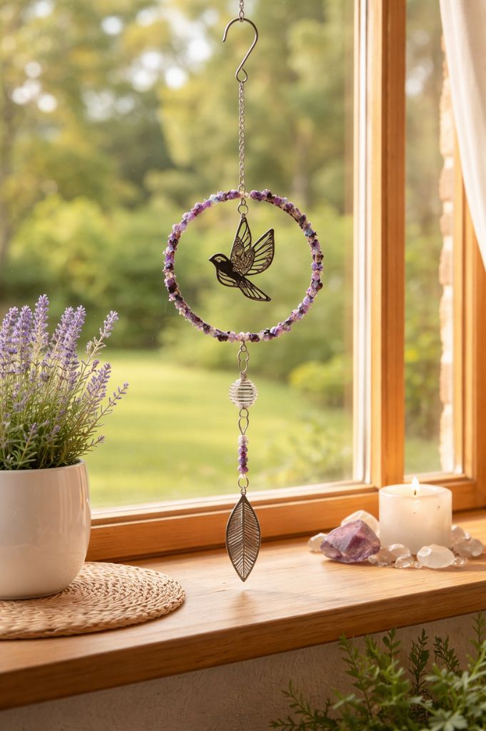 Deko Hänger Vogel im Ring mit Steinen