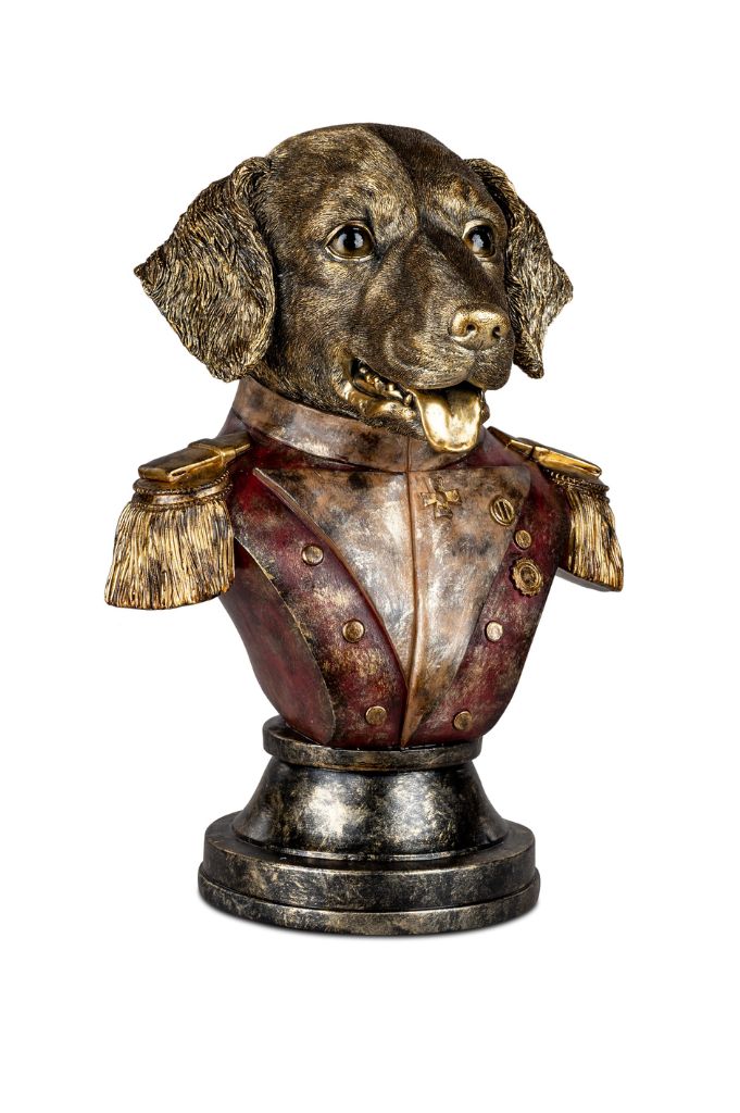 Deko Büste Hund 35cm klassik handbemalt