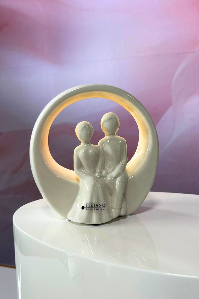 Dekoobjekt Paar Just Married LED creme-weiß