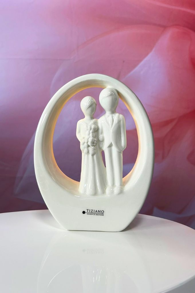 Dekoobjekt Paar Just Married LED creme-weiß