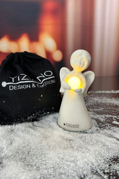 Geschenksäckchen groß Deko Engel Laila mit LED Kugel 14cm