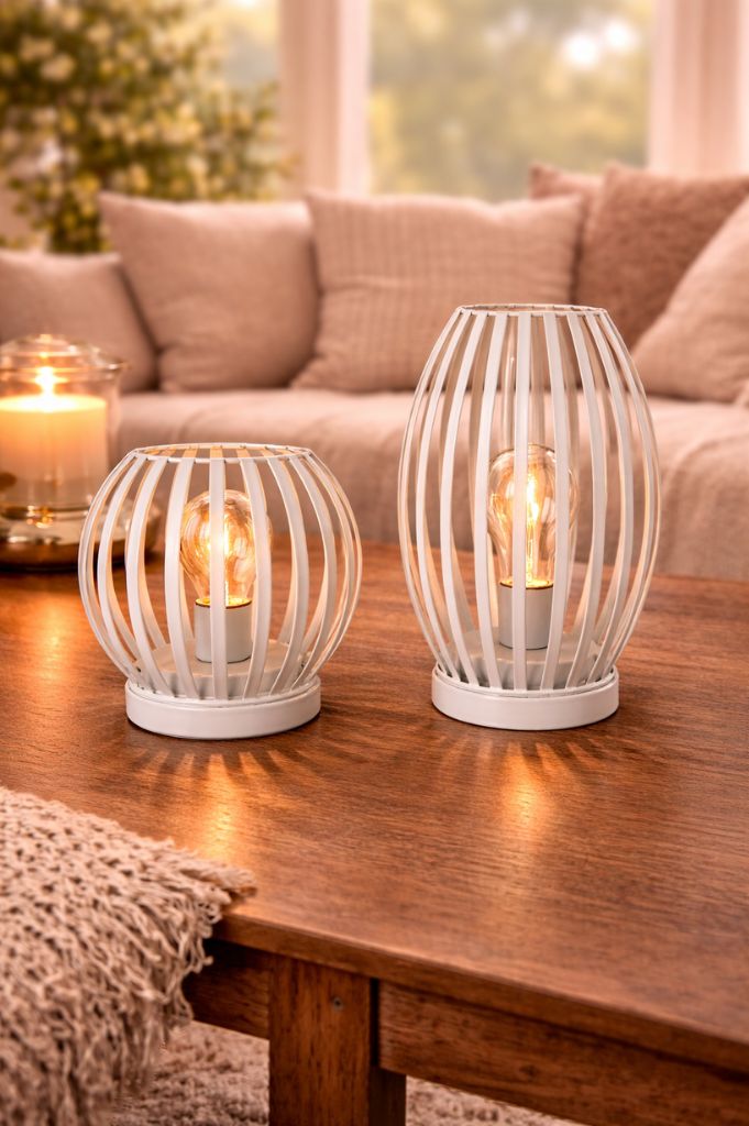 Lampe Glitter LED creme-weiß