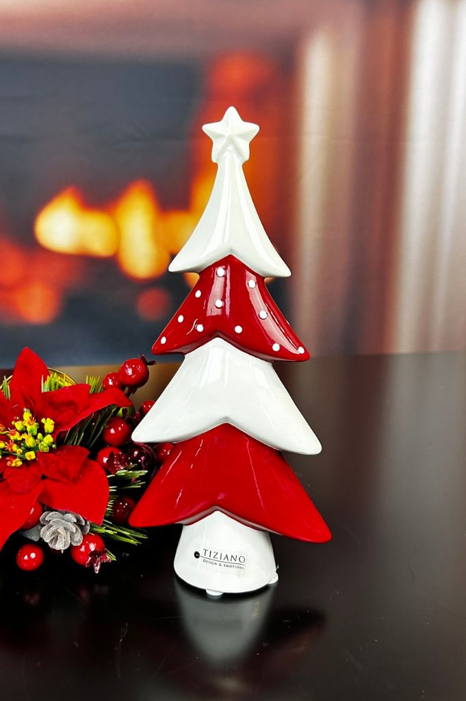 Deko Baum Medora rot/creme-weiß