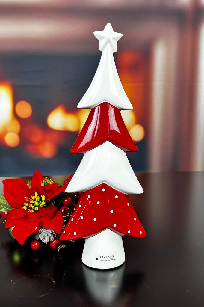 Deko Baum Medora rot/creme-weiß