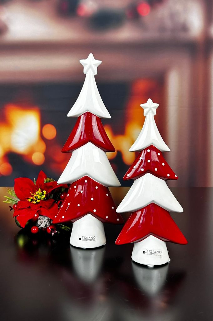 Deko Baum Medora rot/creme-weiß