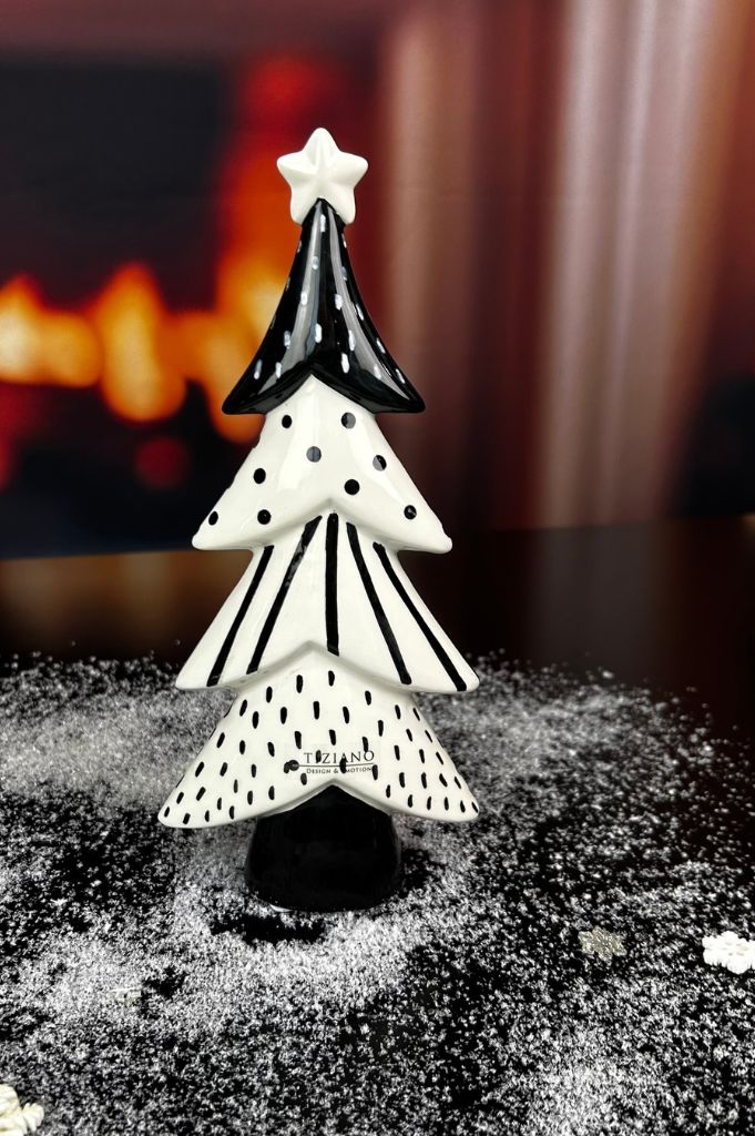 Deko Baum Medora schwarz/creme-weiß