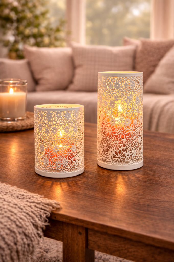 Metalllicht Fiori creme-weiß