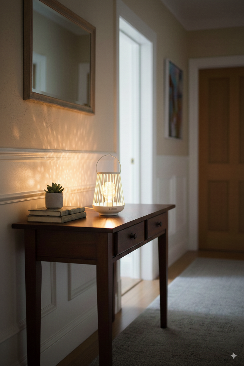Metall-Licht Porte LED 15,5 cm creme-weiß