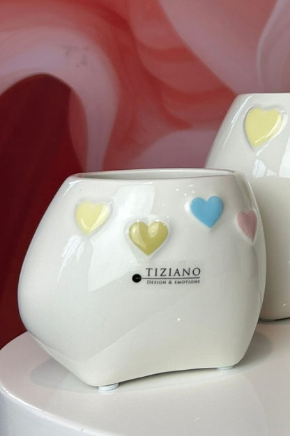 Kübel Nerola creme-weiß mit Herzen