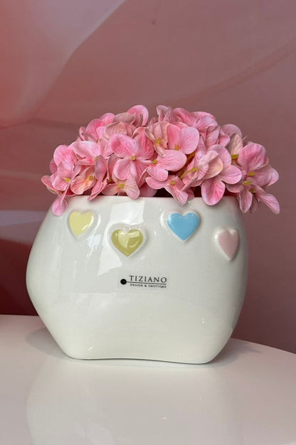 Kübel Nerola creme-weiß mit Herzen
