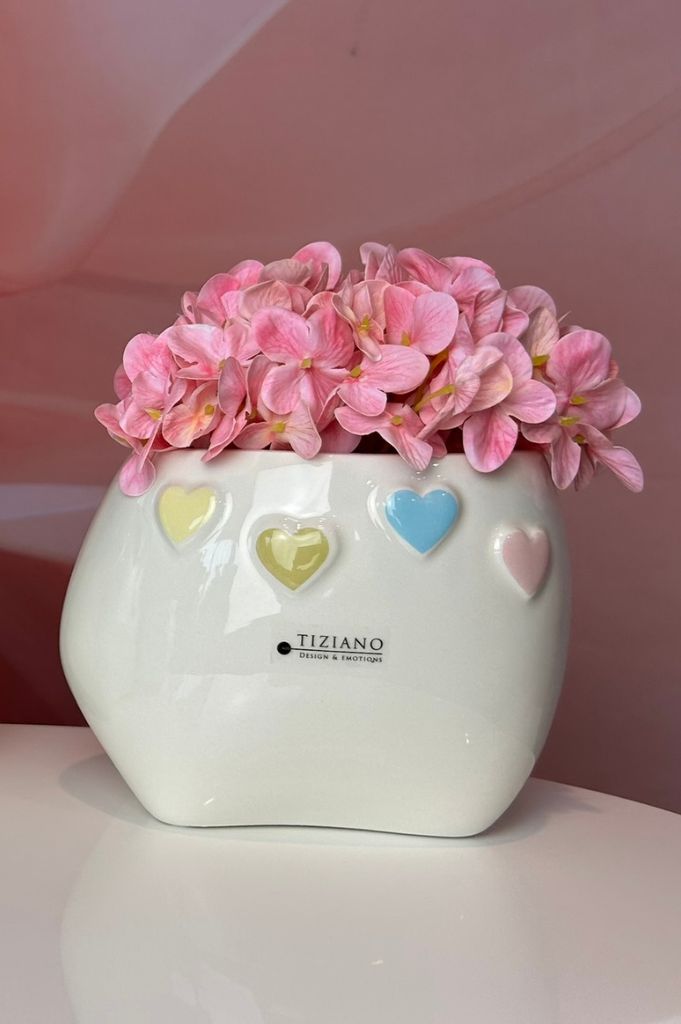 Kübel Nerola creme-weiß mit Herzen