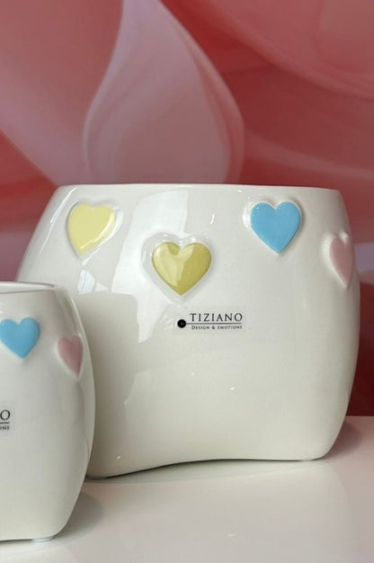 Kübel Nerola creme-weiß mit Herzen