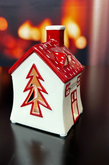 Deko Teelichthaus Oliveto rot/creme-weiß