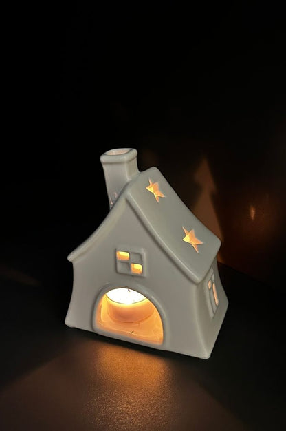 Teelichthaus Oliveto creme-weiß