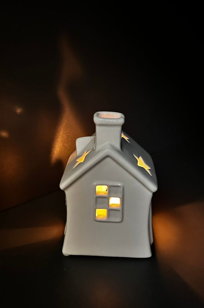 Teelichthaus Oliveto creme-weiß