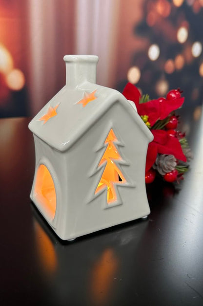 Teelichthaus Oliveto creme-weiß