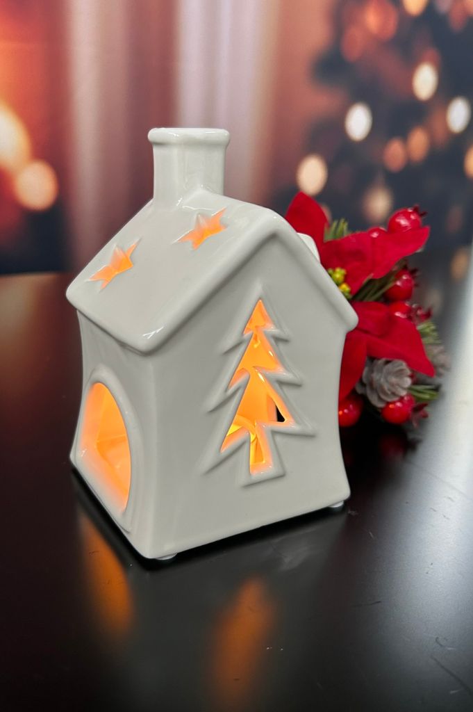 Teelichthaus Oliveto creme-weiß