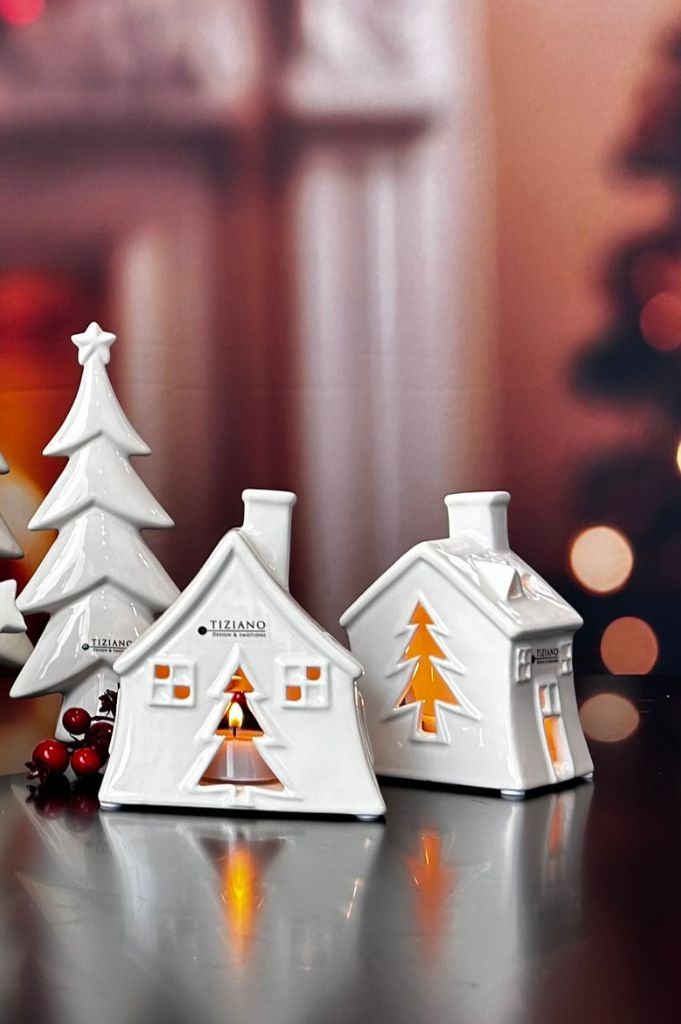 Teelichthaus Oliveto creme-weiß