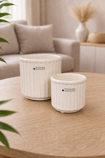 Kübel Torino creme-weiß