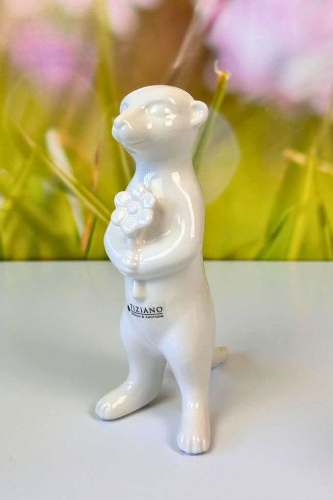 Deko Erdmännchen Oskar mit Blume in 3 Farben