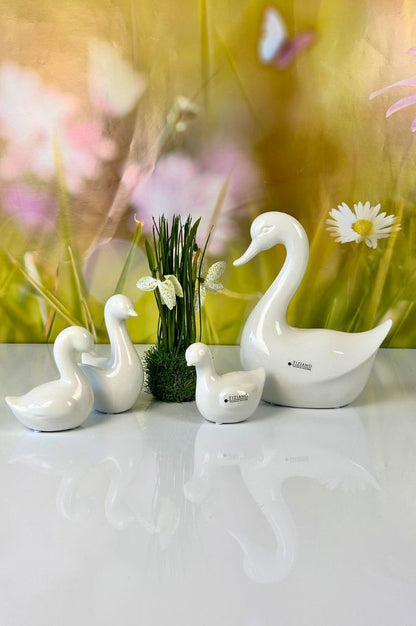4er Set Deko Gänsefamilie Papina creme-weiß