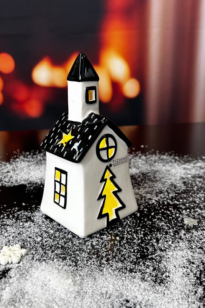 Deko Haus Pedaso LED schwarz/creme-weiß