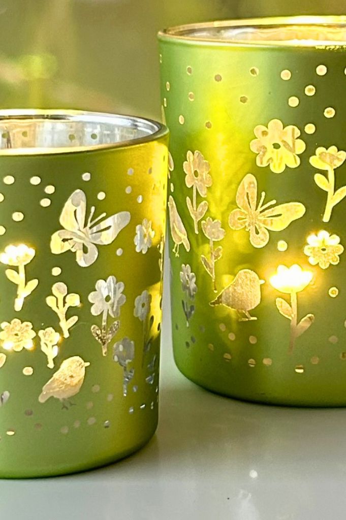 Tischlicht Polline mit Blumen grün