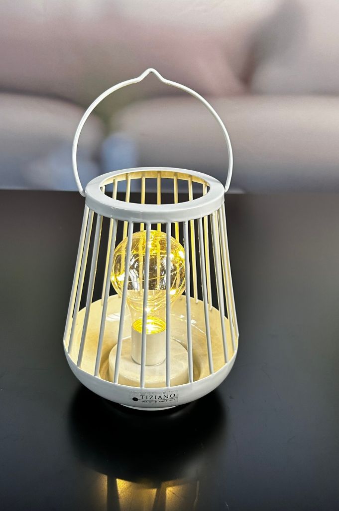Metall-Licht Porte LED 15,5 cm creme-weiß