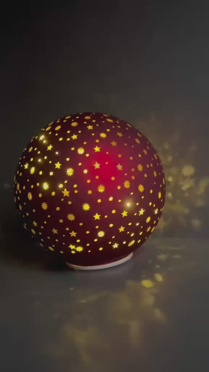 Deko Dreh Kugel LED Sterne rot