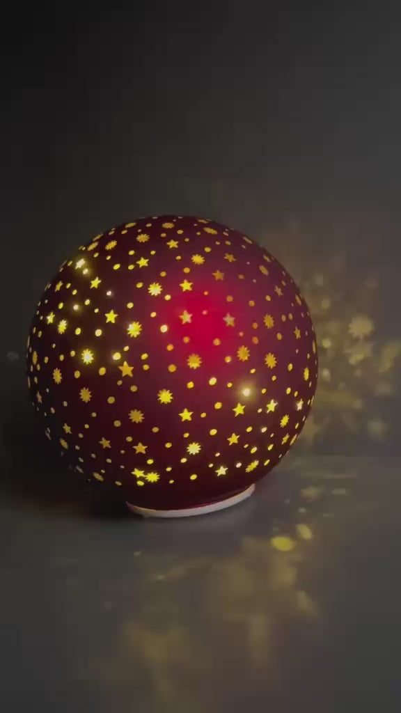 Deko Dreh Kugel LED Sterne rot