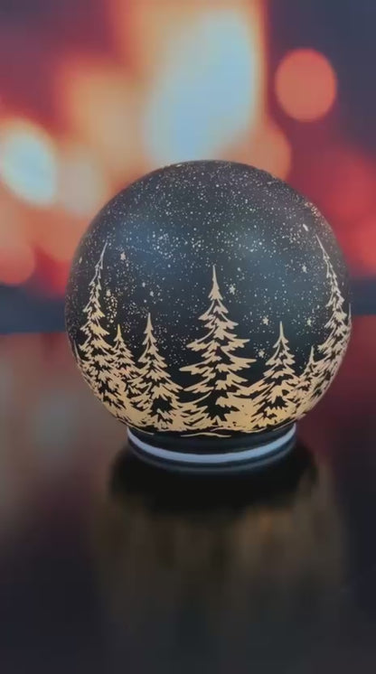 Deko Dreh Kugel LED Winternacht schwarz