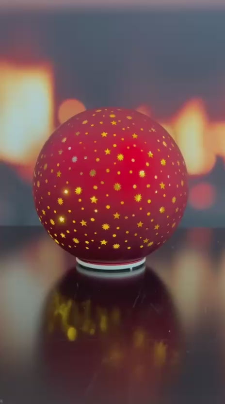 Deko Dreh Kugel LED Sterne rot