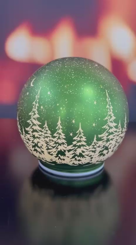 Deko Dreh Kugel LED Winter grün