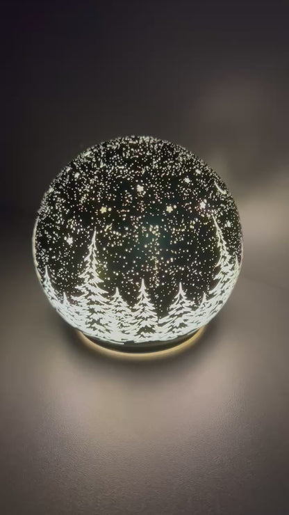 Deko Dreh Kugel LED Winternacht schwarz