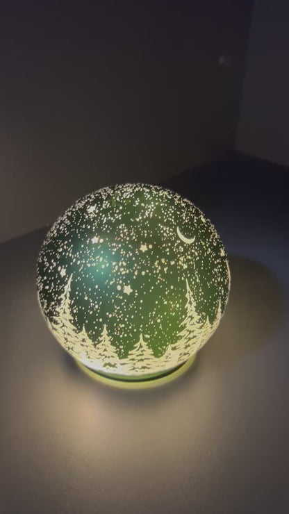 Deko Dreh Kugel LED Winter grün