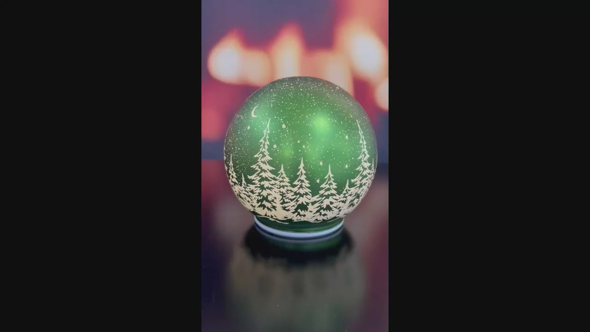 Deko Dreh Kugel LED Winter grün