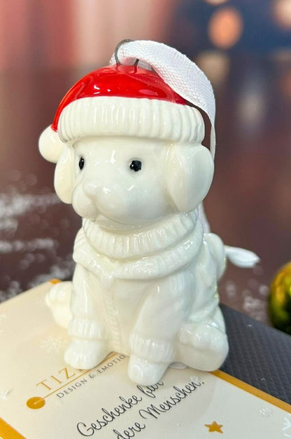 Deko Baumhänger Hund Rocky 7cm dekoriert