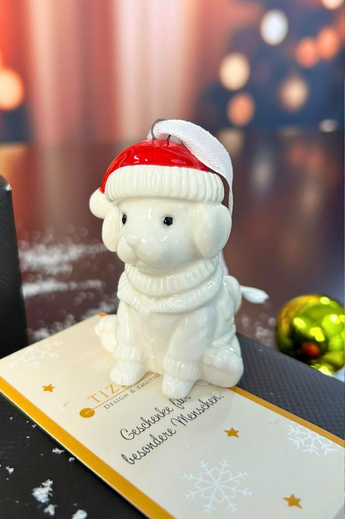 Deko Baumhänger Hund Rocky 7cm dekoriert