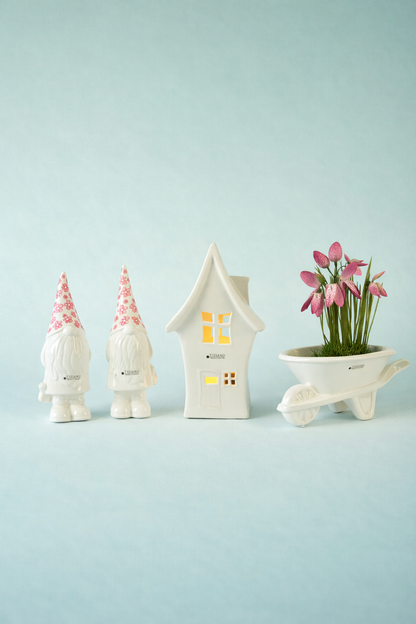 Dekoset blumige Zwergenidylle rosa