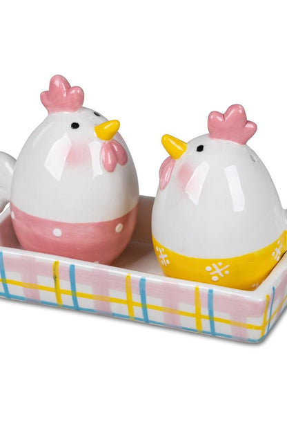 Deko Salz+Pfefferset Hühner handbemalt