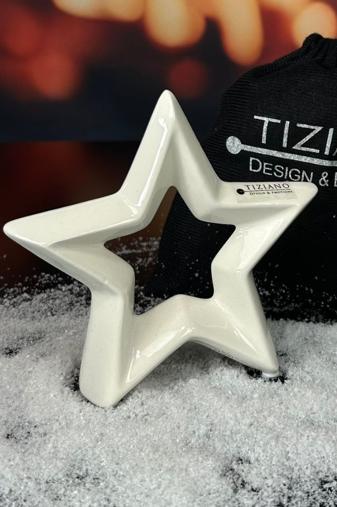 Geschenksäckchen Deko Stern Saphira creme-weiß