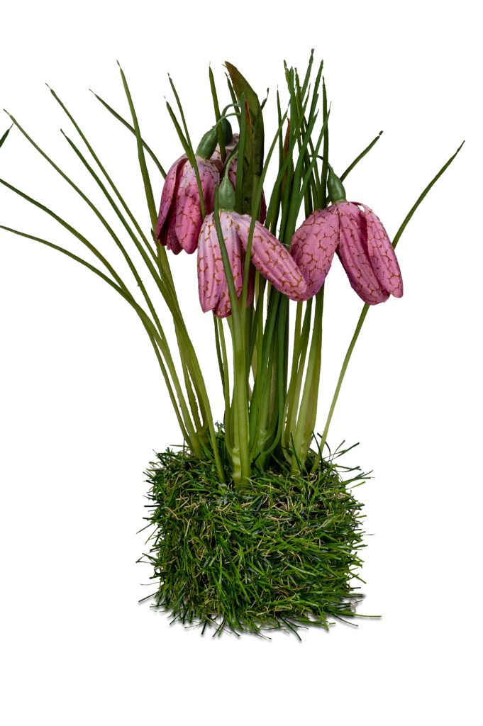 Deko Schachbrettblume auf Grassockel