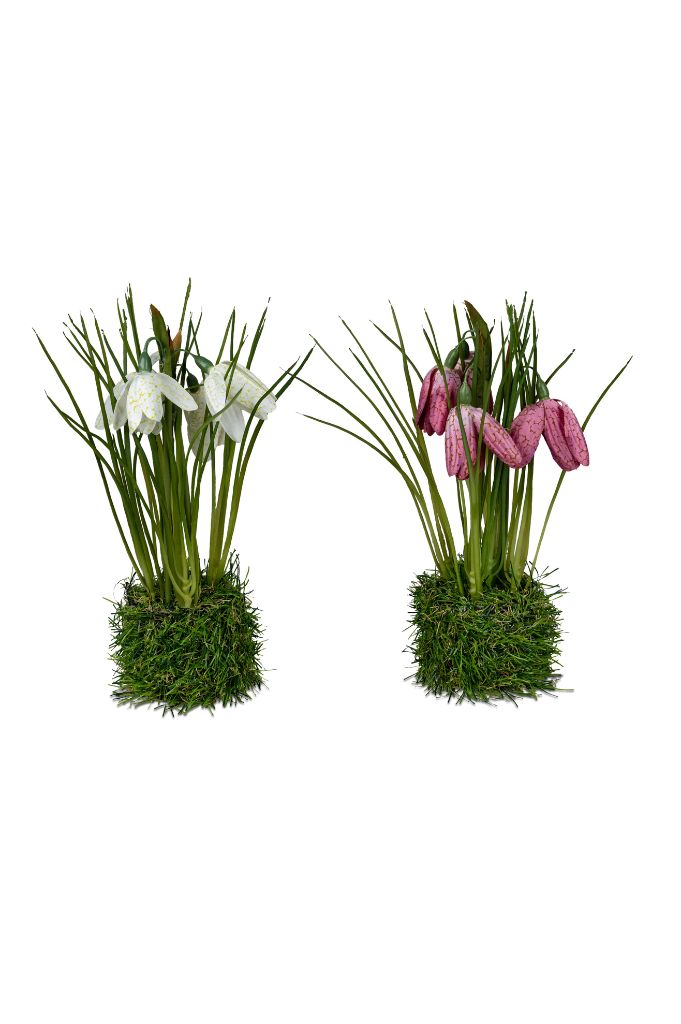 Deko Schachbrettblume auf Grassockel