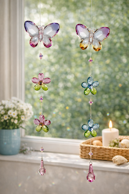 Deko Hänger Schmetterling+Blume Acryl Multicolor