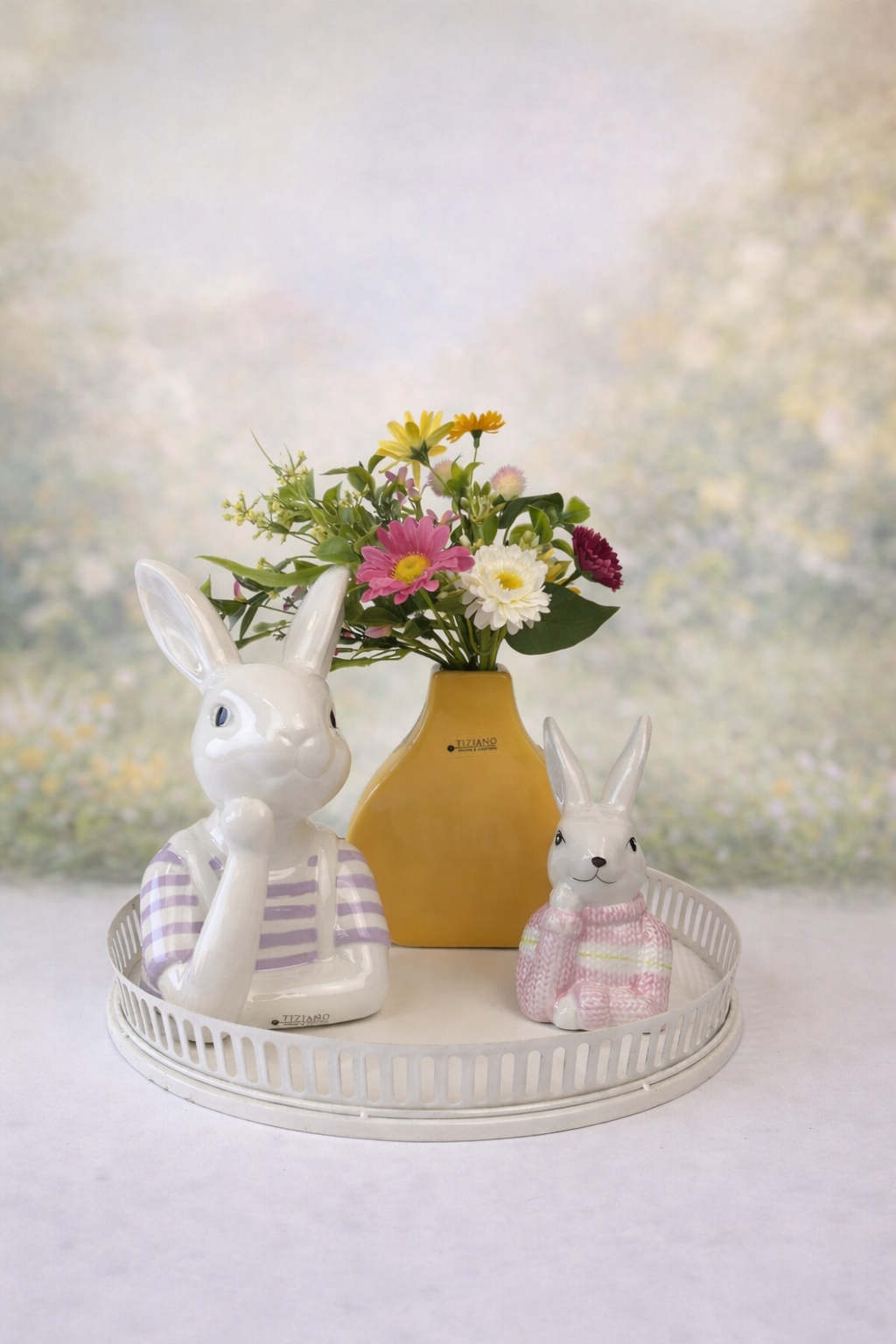 Dekoset Hasenbüsten creme & rosa